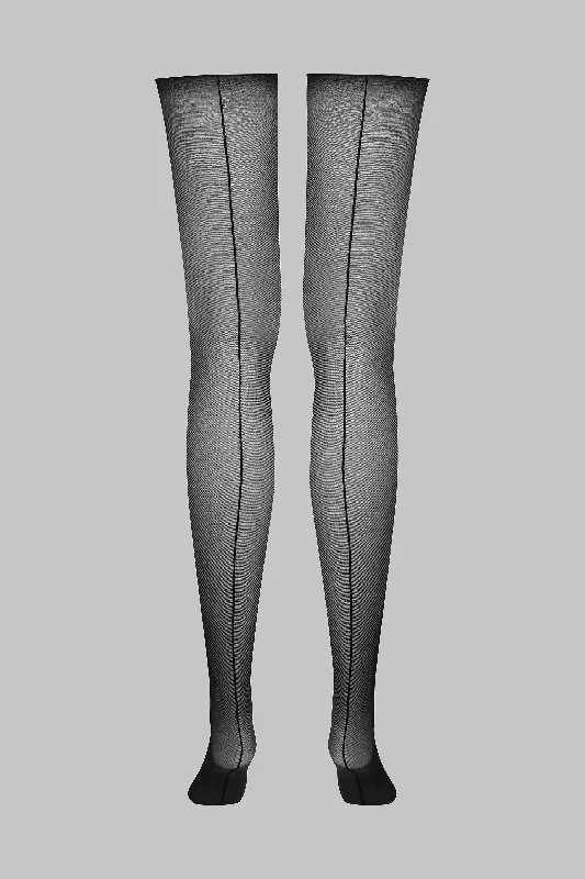 Cut and curled back seamed stockings - 20D