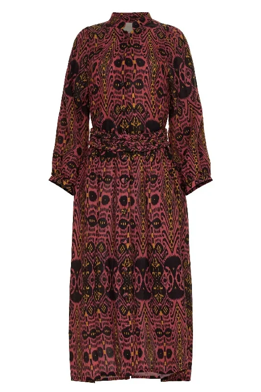 Caro Robe In Ikat Terracotta