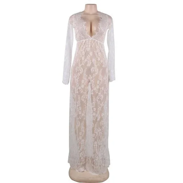 comeonlover-maxi-black-white-wedding-nightwear-vestido-long-sleeve-lace-a-dressing-gown-sleep-dress-new-sexy-nightdress-rl80497