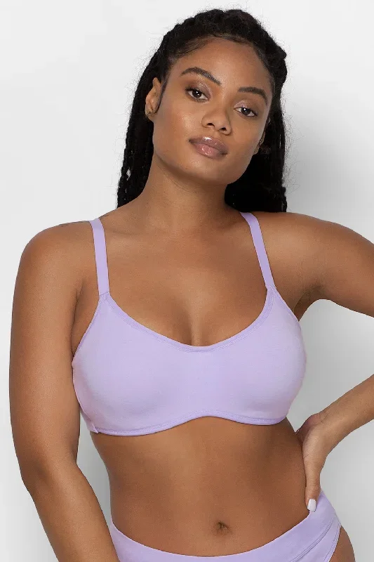 Comfort Cotton Scoop Neck Unlined Underwire Bra | Lilac Iris Cotton