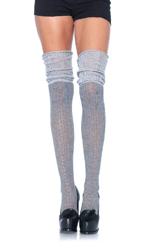 Crocheted grey thigh highs