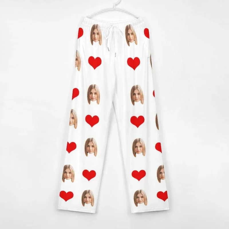 custom-face-with-red-heart-pajama-pants-and-pet-dog-bandana