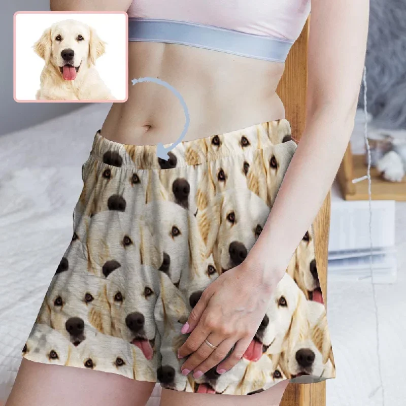 Custom Face Women's Pajama Shorts Personalized Pet Photo Sleepwear Shorts