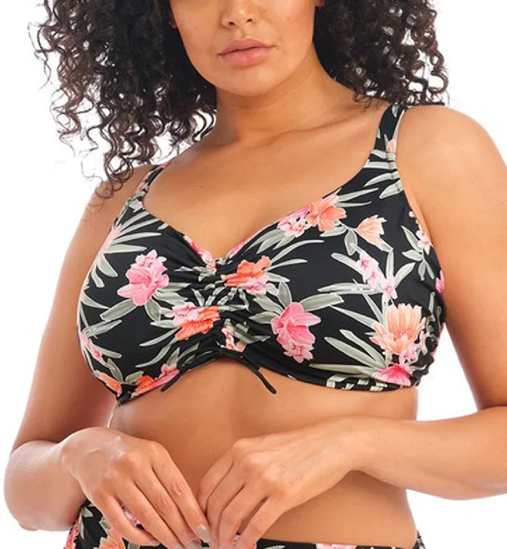 Elomi Dark Tropics Adjustable Crop Top Underwire Bikini (ES800106)- Black