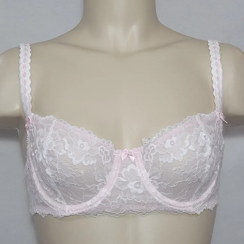 Felina 5894 Harlow Sheer Lace Full Busted Demi Underwire Bra 34DD Pink