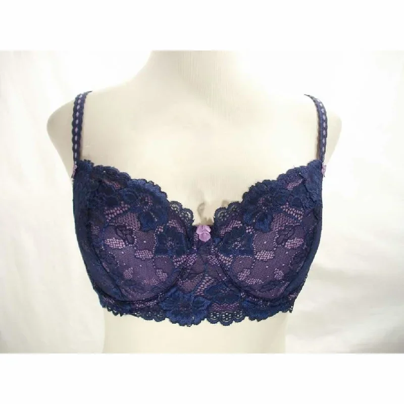 Felina 5894 Harlow Sheer Lace Full Busted Demi Underwire Bra 36D Navy Blue