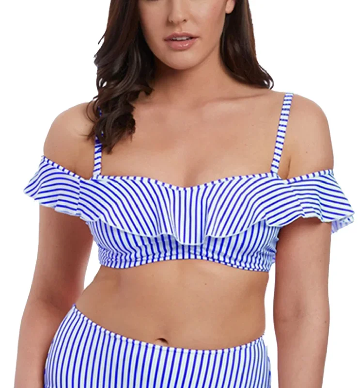 Freya Totally Stripe Underwire Padded Bardot Bikini (6552)- Cobalt