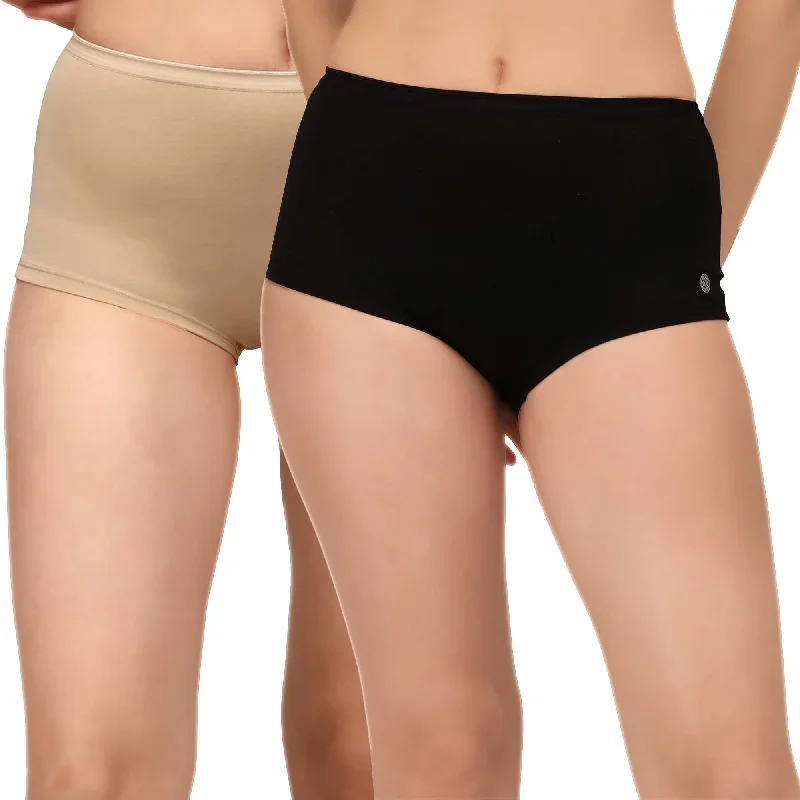 High Rise Full Coverage Cotton Spandex Boyshorts (Pack of 2) - 2BS-25