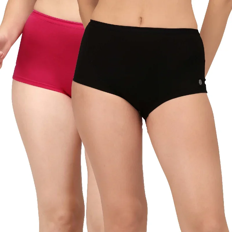 High Rise Full Coverage Cotton Spandex Boyshorts (Pack of 2) - 2BS-25