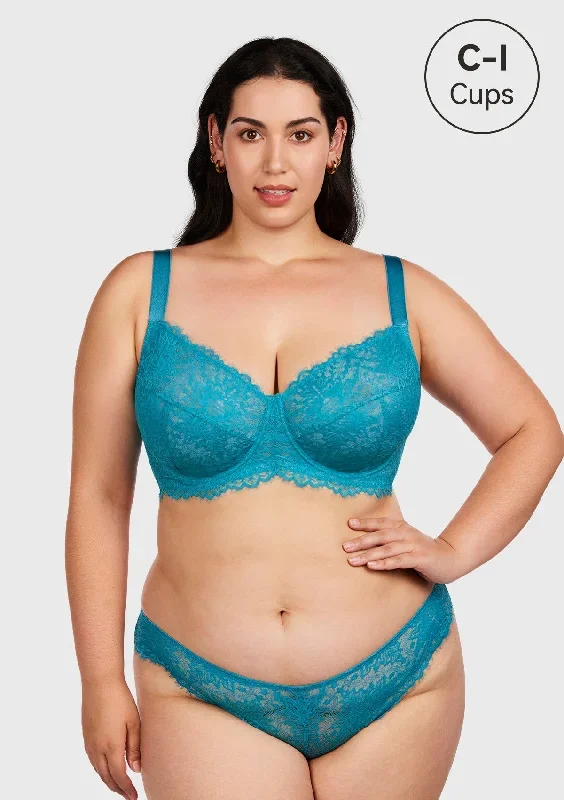 HSIA Horizon Blue Sunflower Underwire Lace Bra