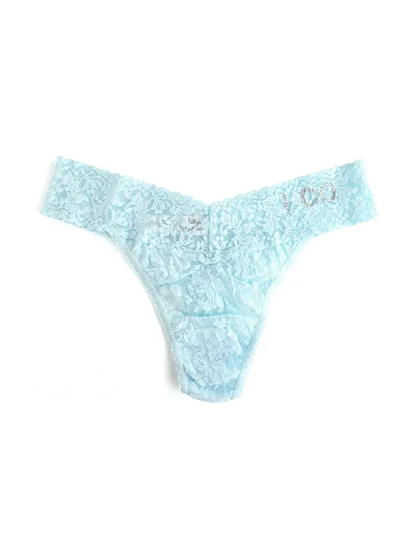 I Do Crystal Signature Lace Original Rise Thong Celeste Blue