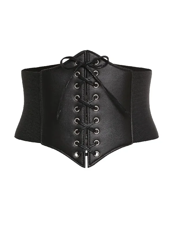 Lace Up Faux Leather Corset Belt