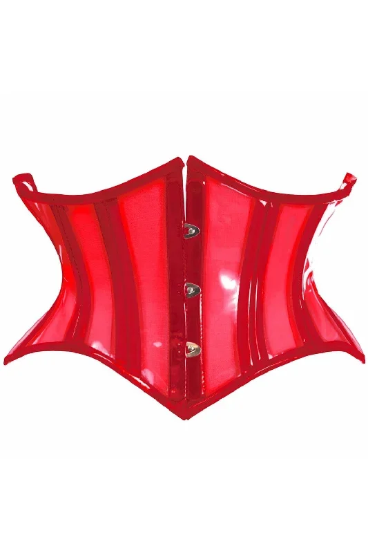 Lavish Clear Red Curvy Cut Mini Cincher Corset