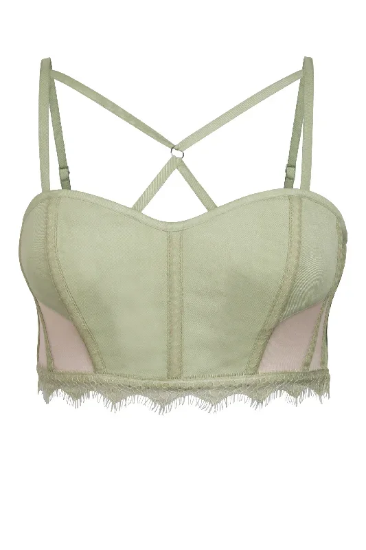 Lena Winter Pear Viscose and Lace Corseted Bralette with Strapping Detail