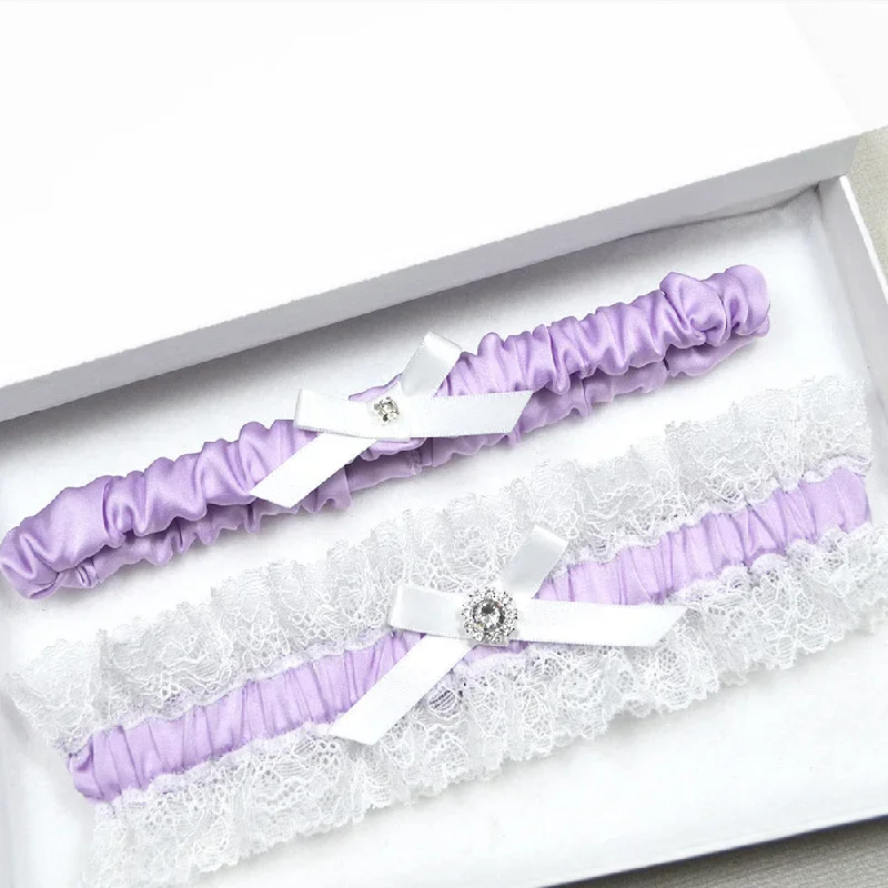 lilac-satin-lace-wedding-garter-set-15-colours