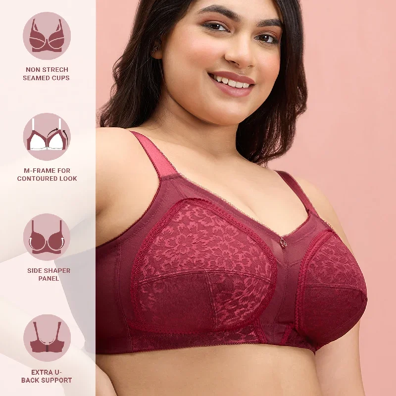 Nykd by Nykaa Ultimate Shape and Support No Bulge Bra-Lace-Wine-NYB033