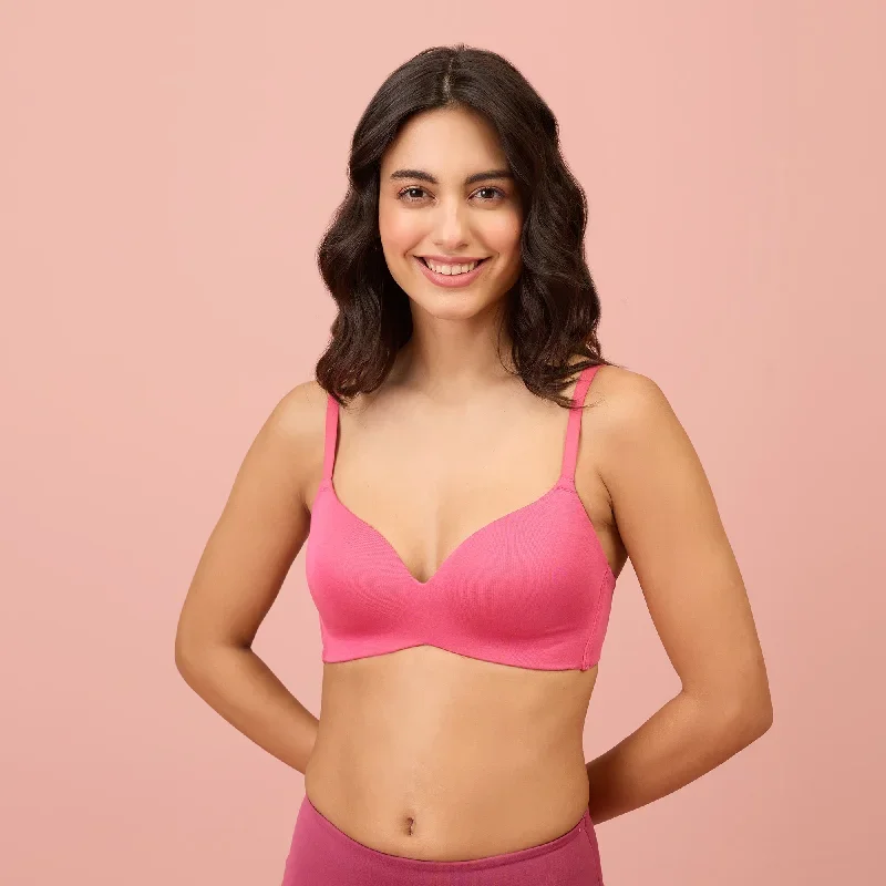 Nykd By Nykaa Modal Akin to Skin Padded Wireless T-Shirt Bra 3/4th Coverage - Pink NYB013