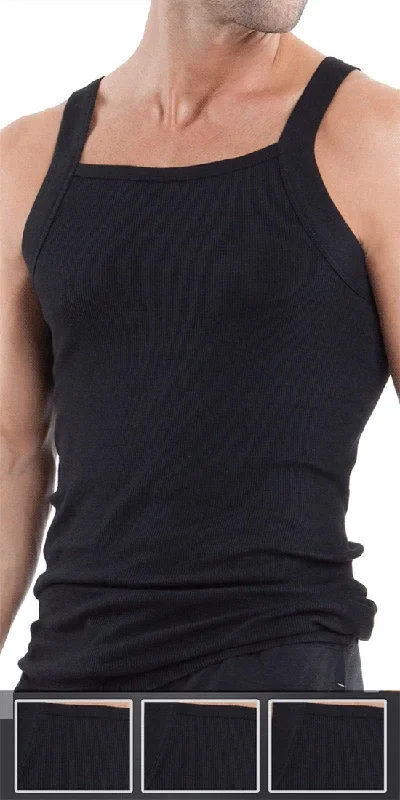 Papi 559102-001 3pk Square Neck Tank Black