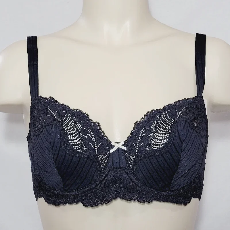 Paramour by Felina 115353 Stripe Delight Full Figure Underwire Bra 34DDD Black