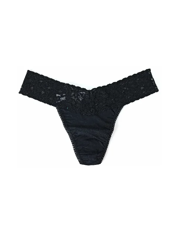 Petite Size Supima® Cotton Low Rise Thong Black