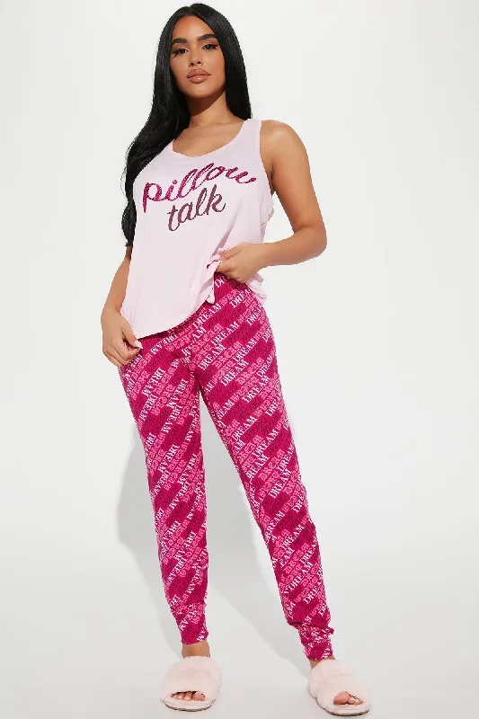 Pillow Talk PJ Jogger Set - Pink/combo