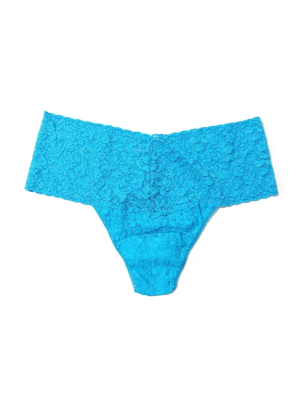 Plus Size Retro Lace Thong Ocean Eyes Blue