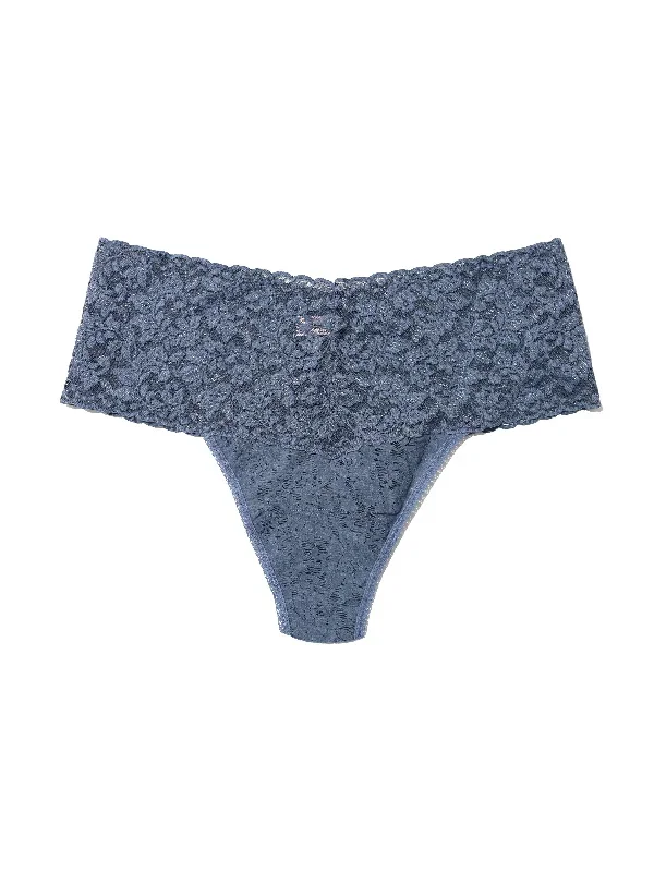 Plus Size Retro Lace Thong Tour Guide Blue Sale