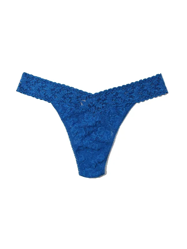 Plus Size Signature Lace Original Rise Thong Deep Dive Blue