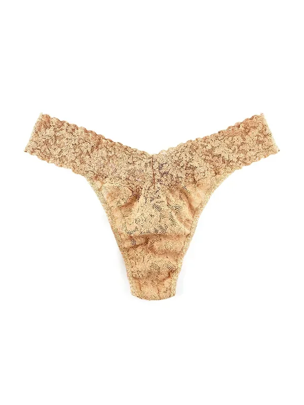 Plus Size Signature Lace Original Rise Thong Honey