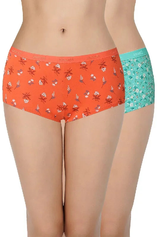 Printed Low Rise Assorted Boyshorts (Pack of 2 Colors & Prints May Vary)