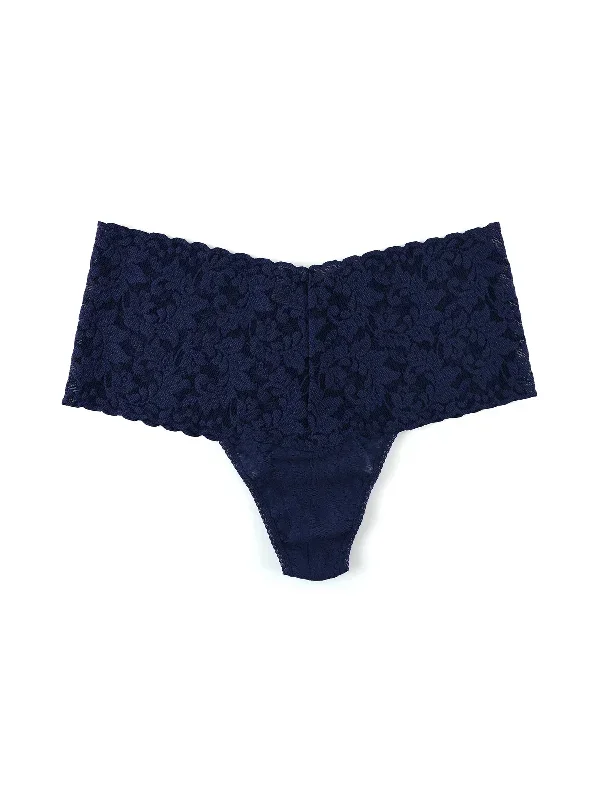 Retro Lace Thong Navy