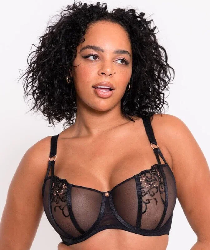 Scantilly Ornate Balcony Bra - Black