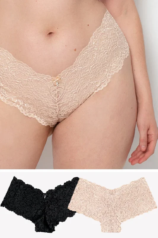 Signature Lace Cheeky Panty 2 Pack | In The Buff/Black Hue