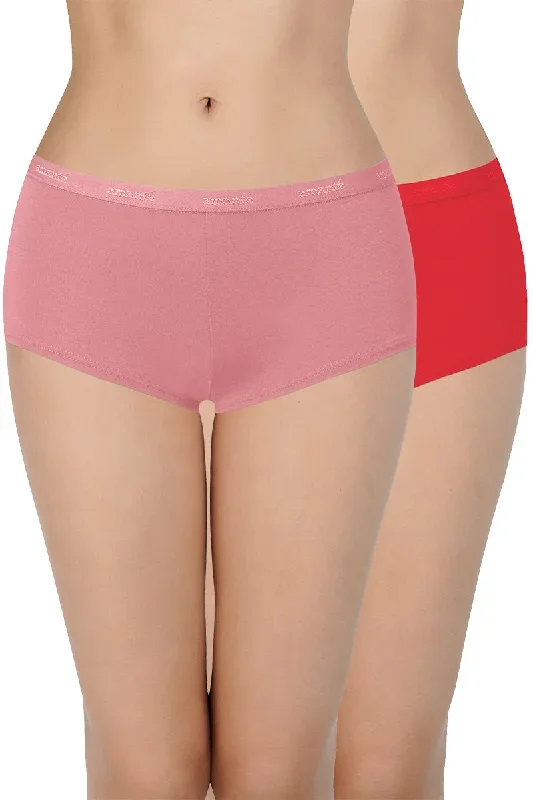 Solid Low Rise Assorted Boyshorts (Pack of 2 Colors & Prints May Vary)