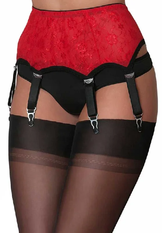 Women Suspender Lace Belt 6 Strap All Lace Belt Red