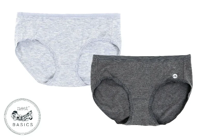 Women's Basics Underwear (Bamboo Cotton, 2 Pack) - Grey Dawn and Charcoal