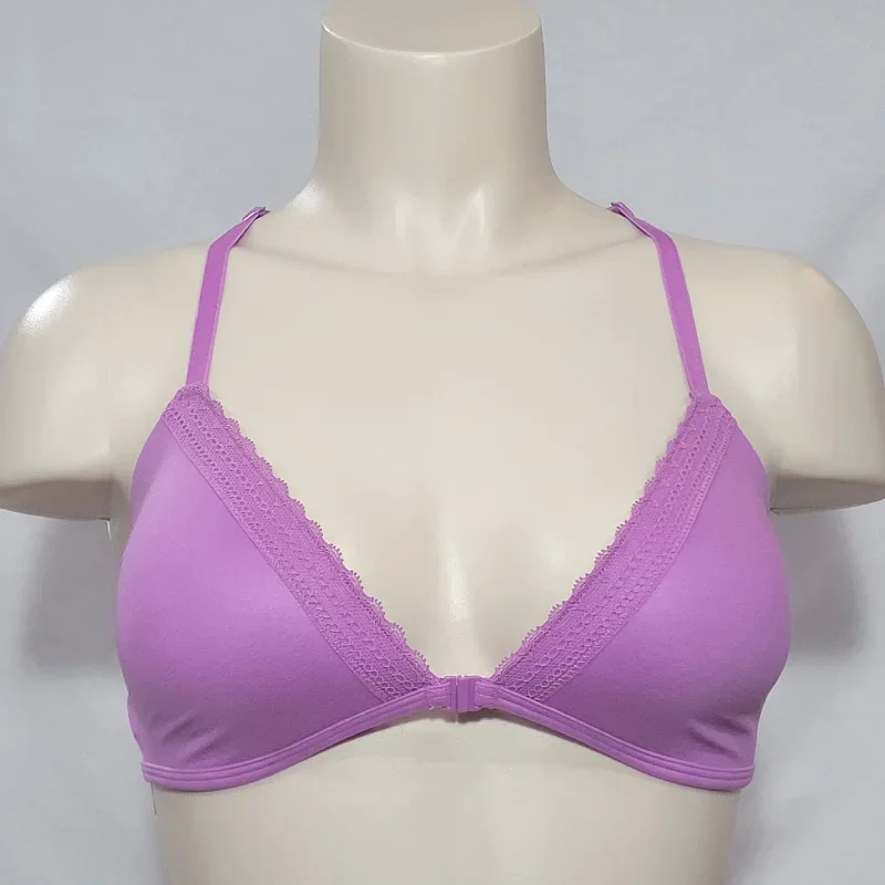 Xhilaration Front Close Lounge Wire Free Lace Trim Bra Bralette 32C Vivid Violet