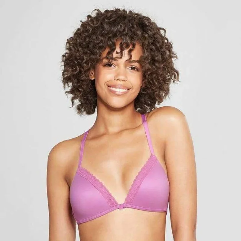 xhilaration-front-close-lounge-wire-free-lace-trim-bra-bralette-32c-vivid-violet