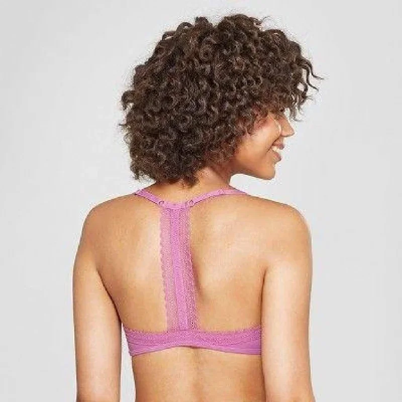 xhilaration-front-close-lounge-wire-free-lace-trim-bra-bralette-32c-vivid-violet